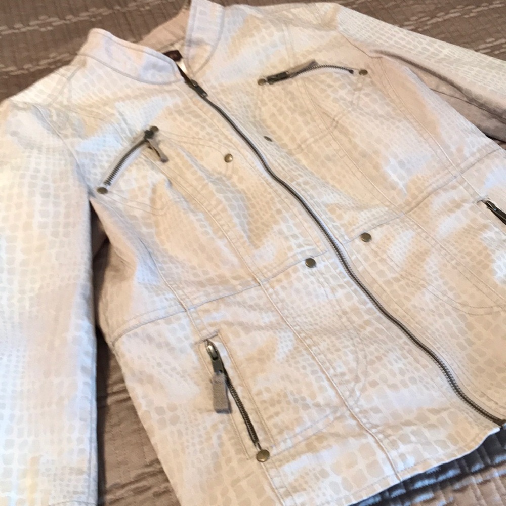 Multiples Jacket, Tan With Many Zippers, Size S - image 2